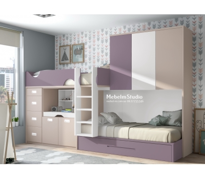 Детская комната с двухъярусной кроватью - Мокко