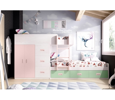 Детская комната с двухъярусной кроватью Чердак - Круассан